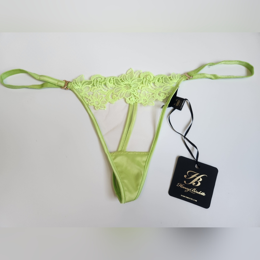 ๐SET๐ Honey Birdette AMELIE LIME BRA 38H thong XL brief XL NWT - Picture 9 of 12